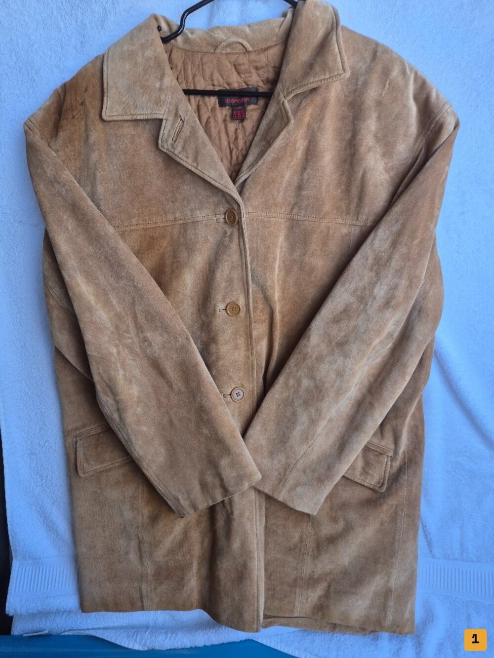 Danier suede blazer jacket Size L/G tan